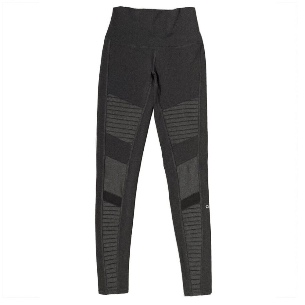 ALO Leggings Moto XS Panels Embellished Dark Gray Perfect Condition Size XS